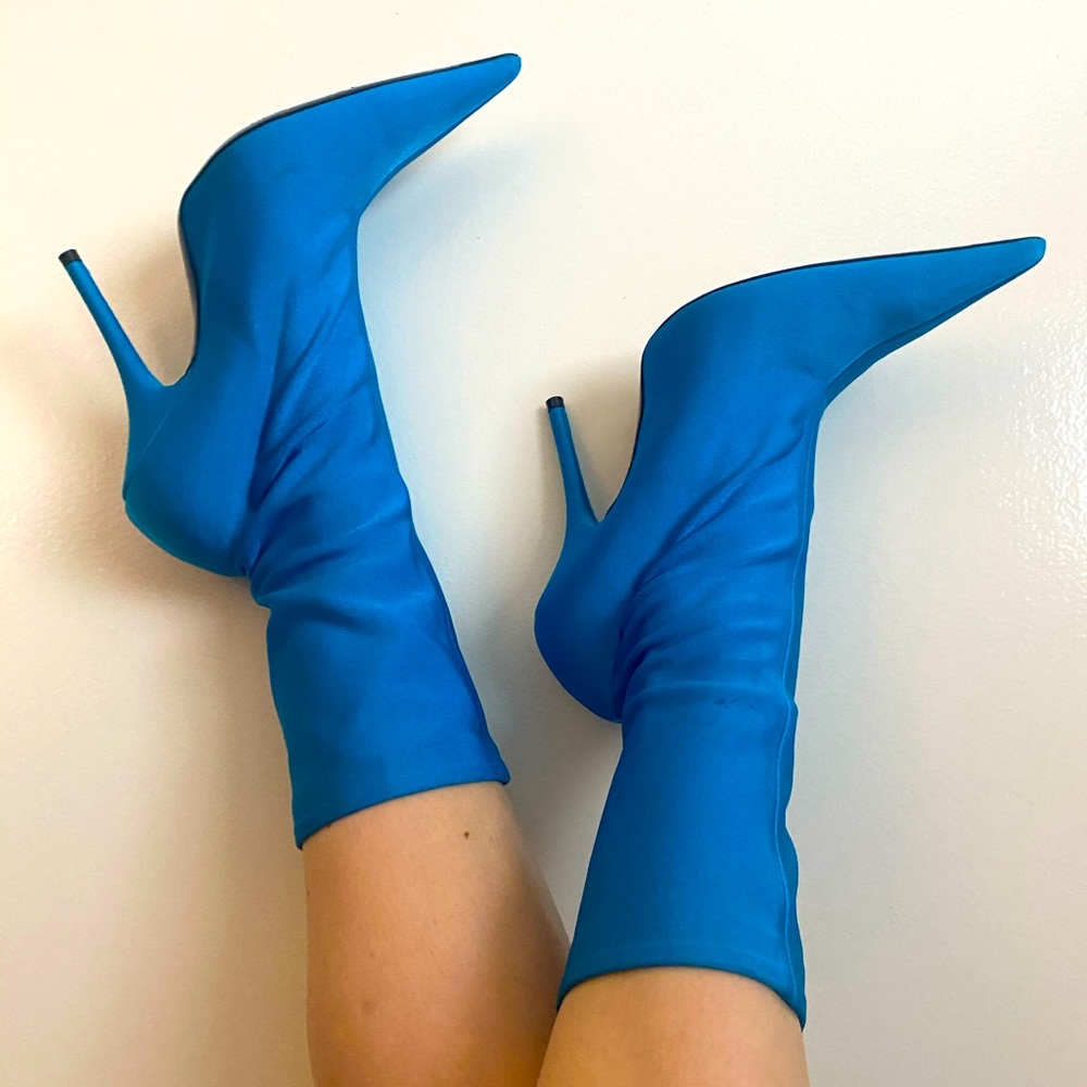 Balenciaga Knife Boot 39 *Worn Once*! Turquoise!